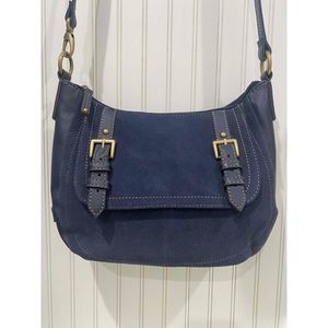 Tignanello Navy Womens Adjustable Crossbody Suede Bag
